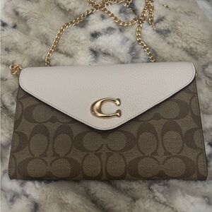 Coach Brown and Cream Signature Crossbody Bag